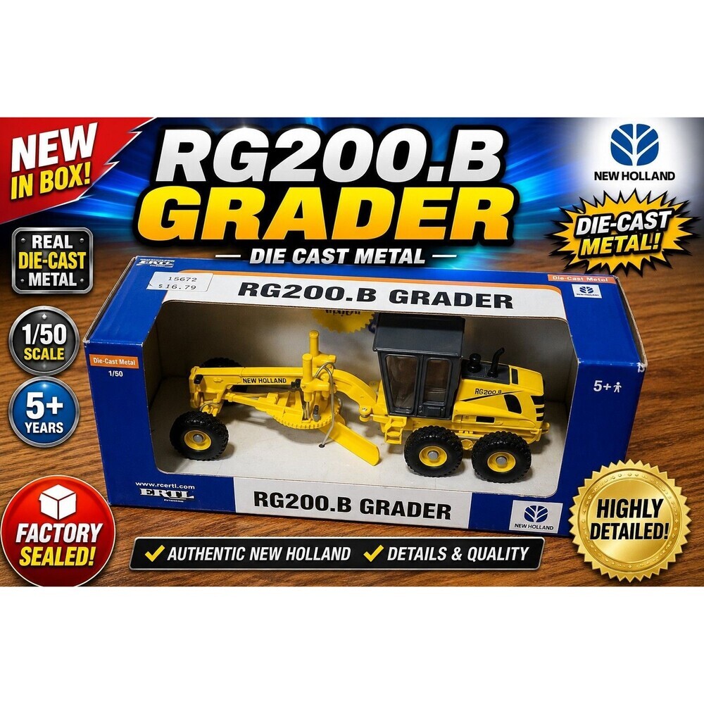 ERTL New Holland RG200.B Grader 1:50 Diecast Metal Model #13672 NEW Sealed Box